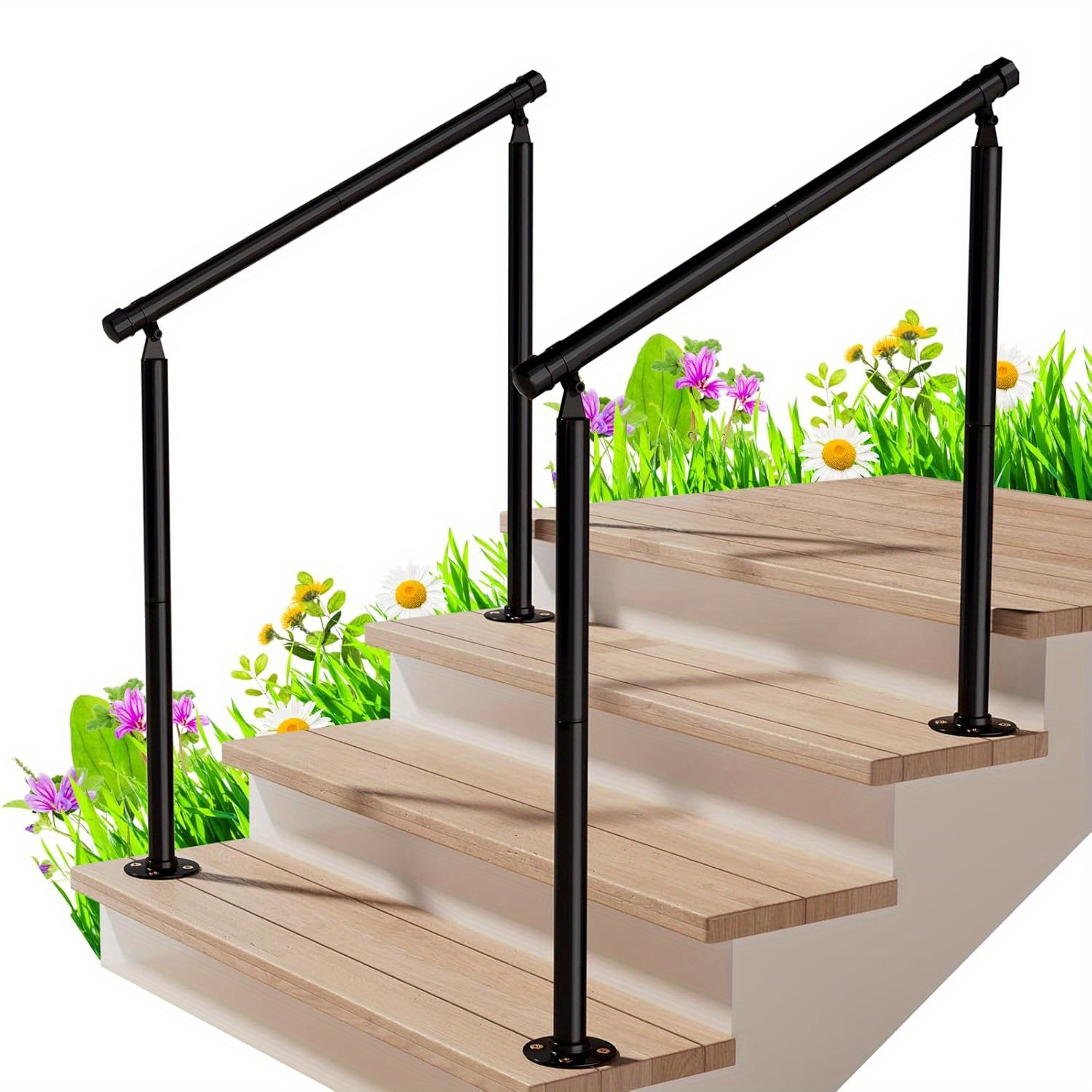 

Handrails For Outdoor Steps, Railing Kit Fits 1 To , Outdoor Stair Railing Kit For Concrete, Porch Railing, 1pc/2pcs