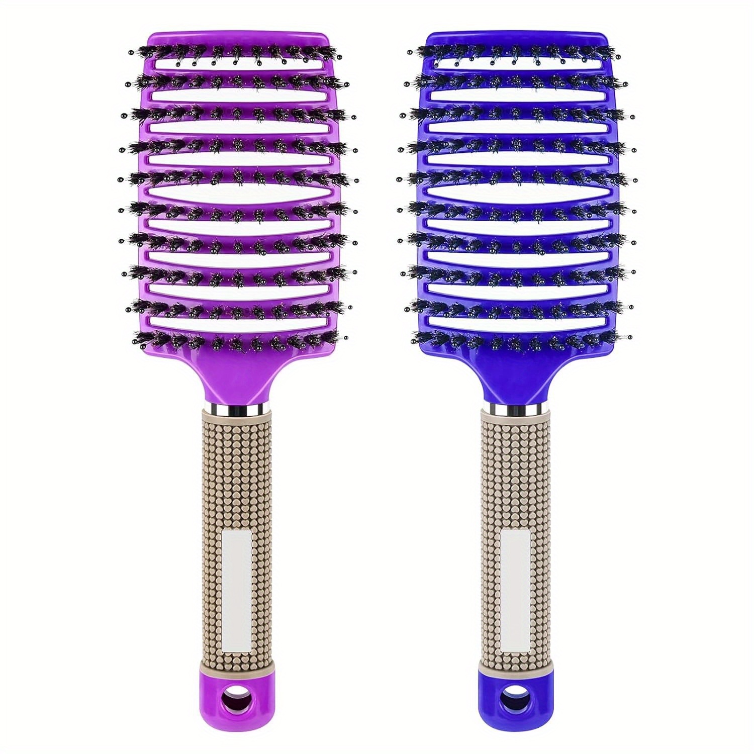 

2pcs Curved Detangling Brush For Wet Or Dry Hair - Pain-free, -reducing Styling Tool For Women, Blue & Purple