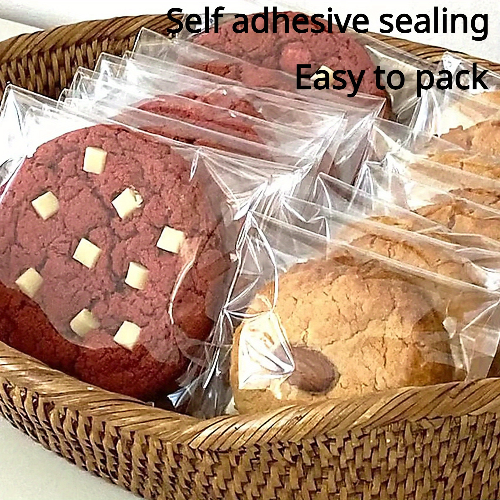 

100pcs Self-adhesive Sealing Bags - Clear Plastic Bags For Cookies, Snacks, Bakery Items - Reusable Transparent Packaging For Gifts