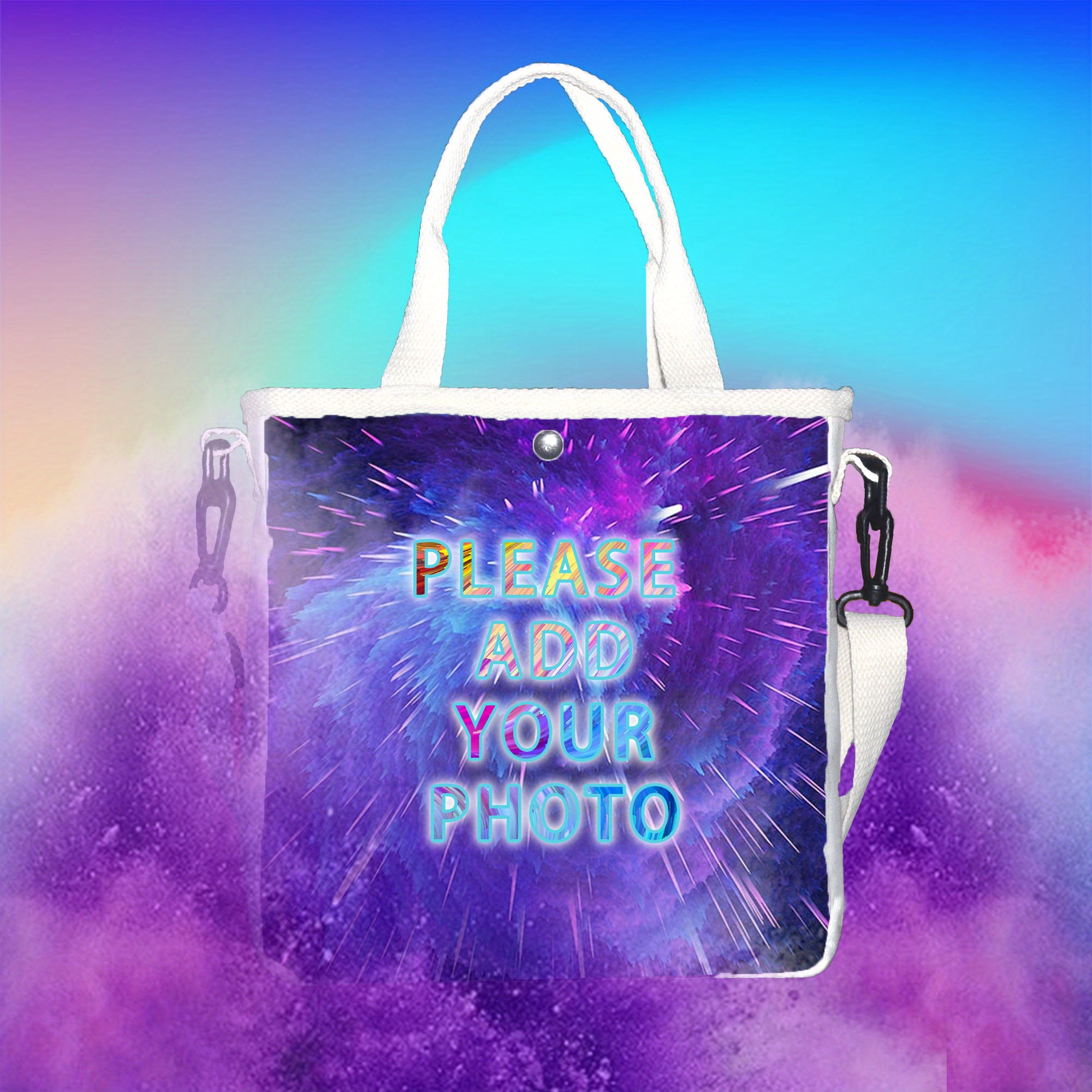 Customizable Canvas Shoulder Bag - Personalize With Your Photo, Adjustable Strap, Ideal For Family, Pets, Weddings & More - Durable Polyester, Hand Or Only