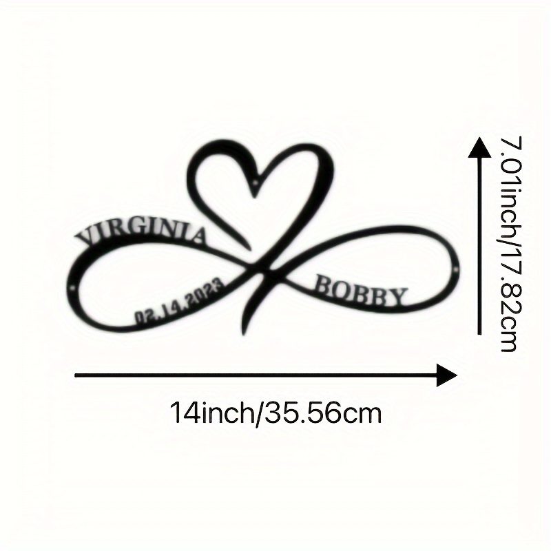 personalized infinity heart metal door hanger reusable romantic wall sign ideal for couples gifts and home decoration customizable love symbol suitable   14 details 2