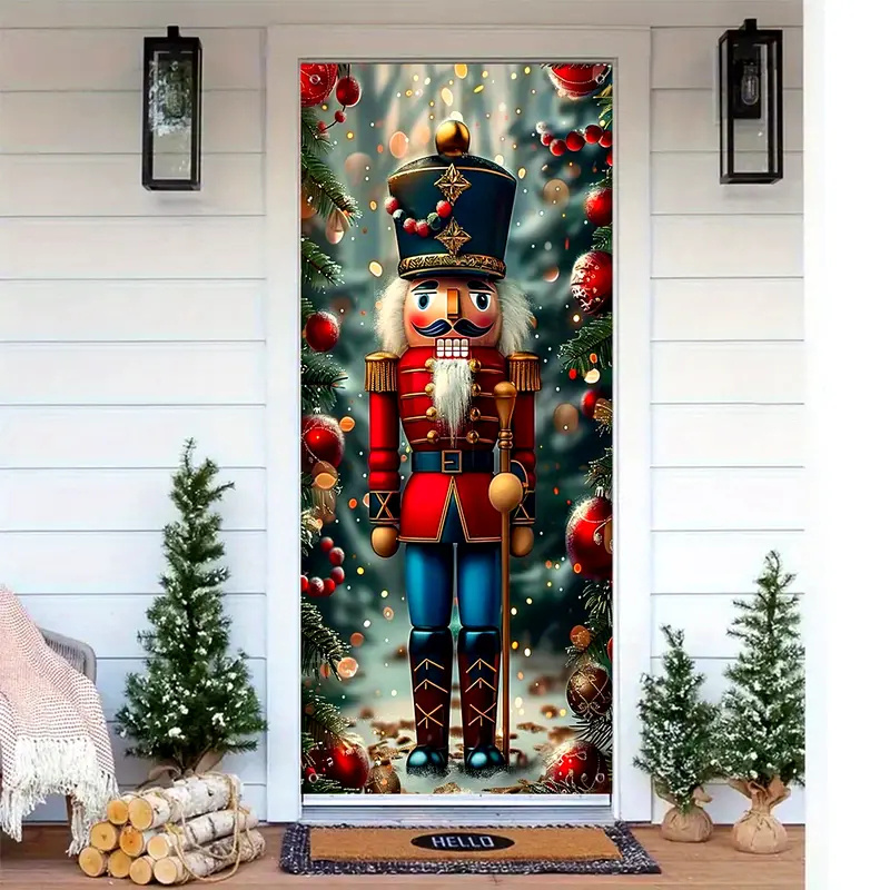 

Christmas Nutcracker Door Banner - " X 35.4" Front Door Decoration, No Power Needed, Outdoor Celebrations & Seasonal Parties