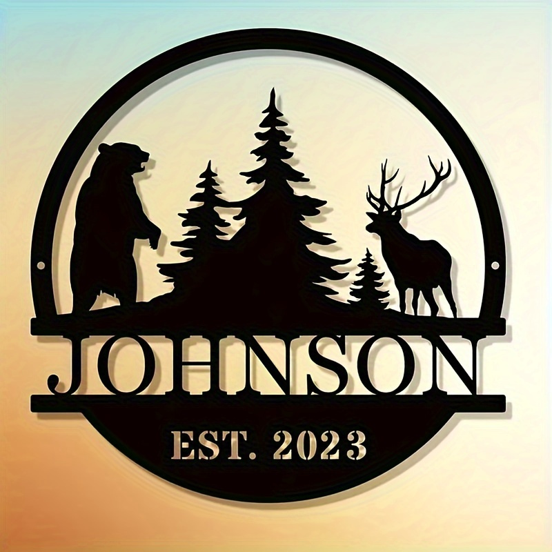 personalized deer bear   sign custom family name   ideal for outdoor decor unique christmas gift details 1