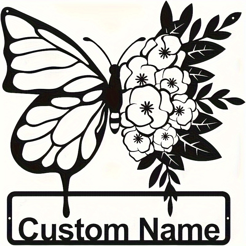 custom black   floral metal   personalized name sign for home decor animal theme details 2