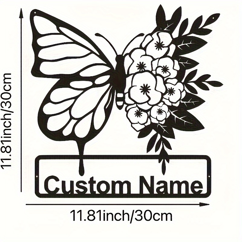 custom black   floral metal   personalized name sign for home decor animal theme details 3