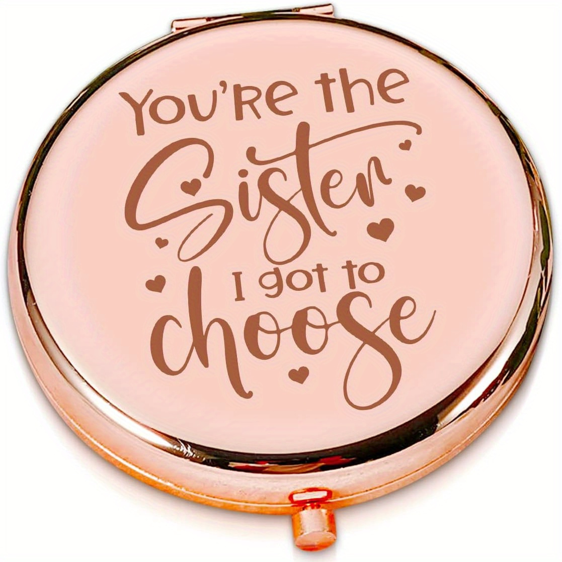 

You're - Rose Gold Travel Makeup Mirror, Sister Compact Pocket Cosmetic Mirror Gift For Woman Birthday Christmas Graduation Gift