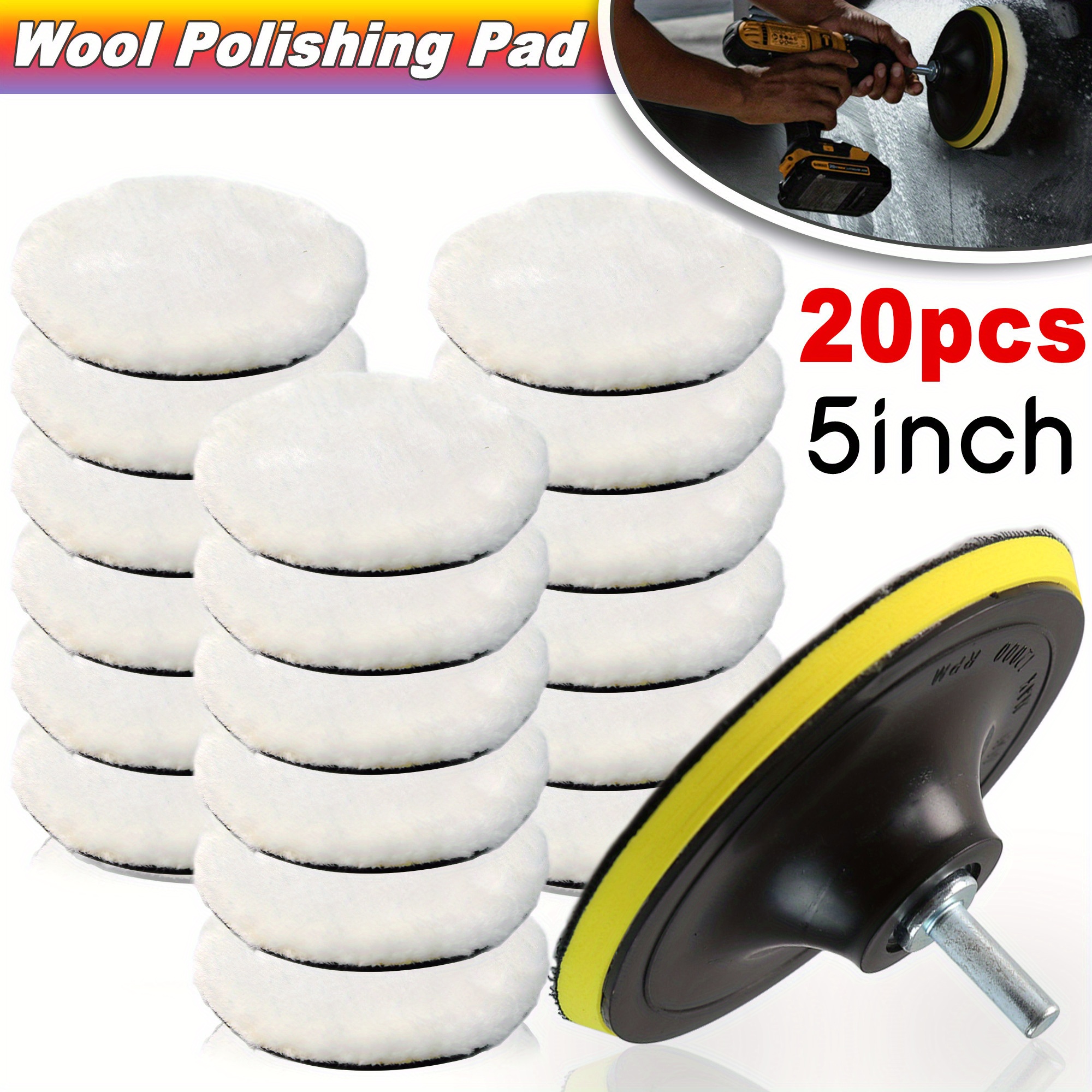 20pcs/set Home Cleaning Sponge Car Polishing Waxing Buffing For Auto M10/m14 Drill Connector-3/4/5/6/7inch