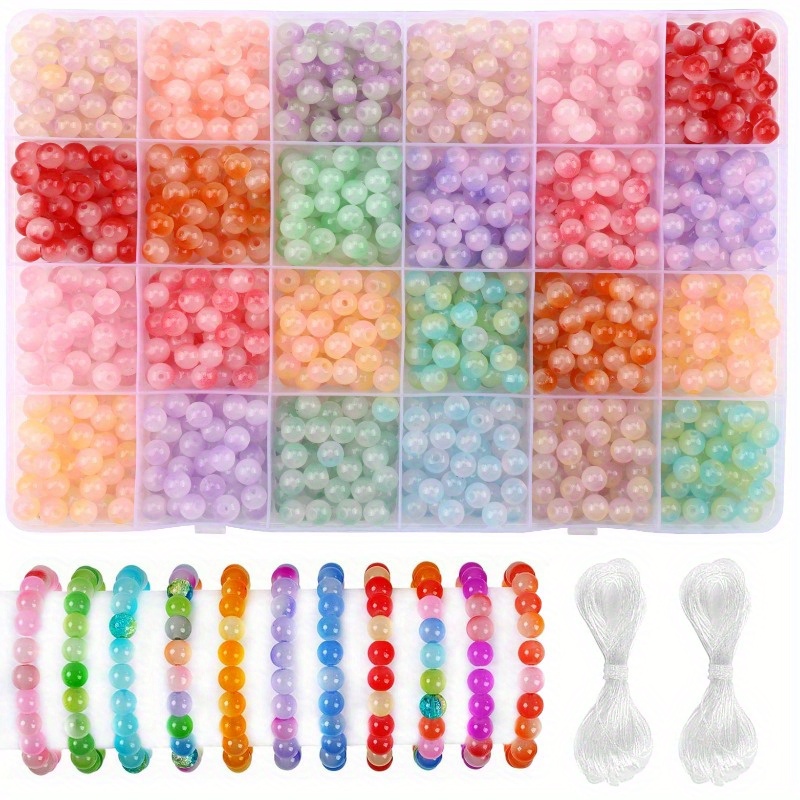 

500pcs/960pcs/1900 6mm Gradient Color Round Glass Beads For Jewelry Making, Used For Round Bracelet Kits, Diy Crafts, And Birthday Gifts.