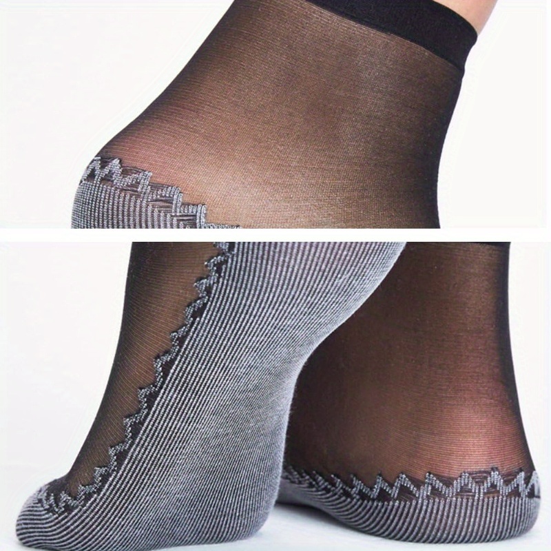 4 Pairs Women'S Sheer Ankle Socks, Non-Slip Transparent Toe Protector, Breathable Nylon, Knit Fabric, Polyamide 85%, Elastane 15%, Solid Color, Hand Wash - 100 g/m?