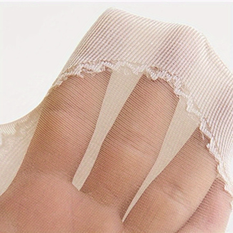 4 Pairs Women'S Sheer Ankle Socks, Non-Slip Transparent Toe Protector, Breathable Nylon, Knit Fabric, Polyamide 85%, Elastane 15%, Solid Color, Hand Wash - 100 g/m?