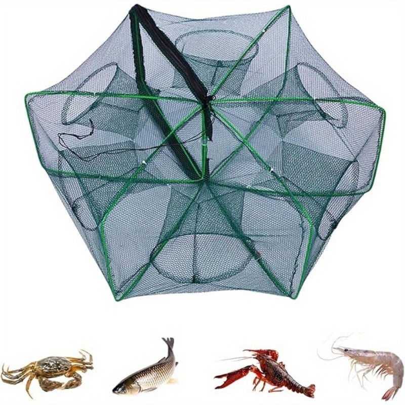 TEMU 1pc Foldable Fishing Trap- 2025 Upgraded Fishing Kits, -fishing Net For Minnow Fish Shrimp Crawfish Crab
