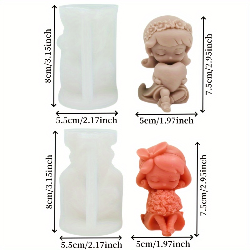 E-shop 1 Set mit 2er-Pack Kerzen Silikonformen, Entworfen mit Herz und , Geeignet für Sojawachs, Beton und Gips Gießen, Zuhause Dekoration Zusätze