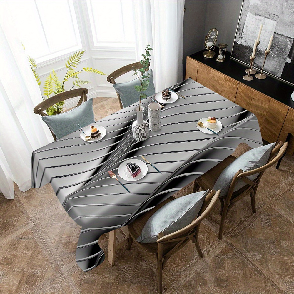 

3d Metallic Pattern Tablecloth, Waterproof Oil-proof Polyester Dining Table Cover For Home And Office, Machine-woven Rectangle Tablecloth