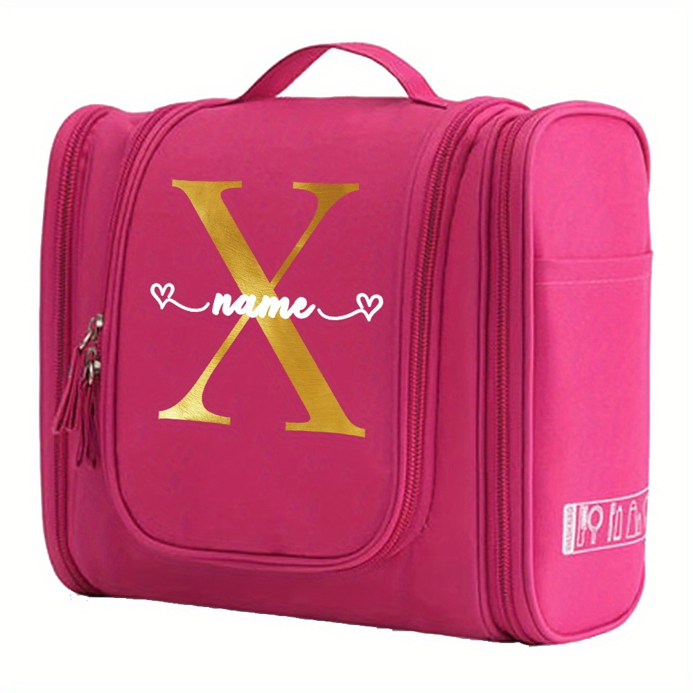 Custom Free Name Makeup Bag High Capacity Toiletries Organizer Female Make  Up Case Storage Pouch Personalized 26 Initial Letter Pattern Luxury