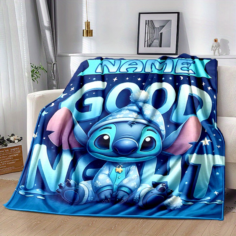 

Personalized Stitch Blanket With Custom Name - Soft, Flannel Throw For Car, Travel & Camping - Perfect Gift For Bed & Sofa