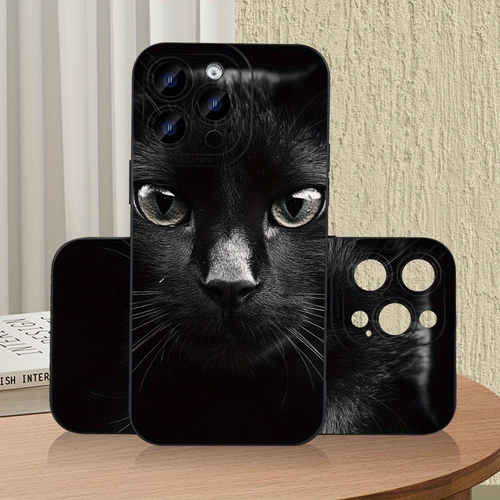 little black cat print frosted phone case: smudge Temu United