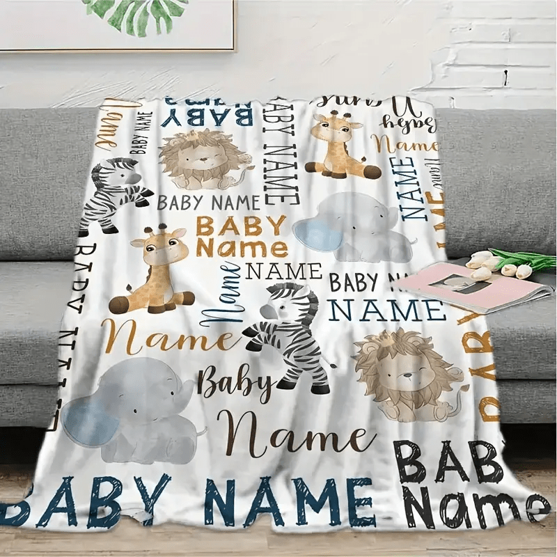 TEMU 1pc Customized Name Print Fleece Blanket, And Warm Fleece Blanket, Suitable For Sofa, Bed, Travel, Camping, Living Room, Office - Machine