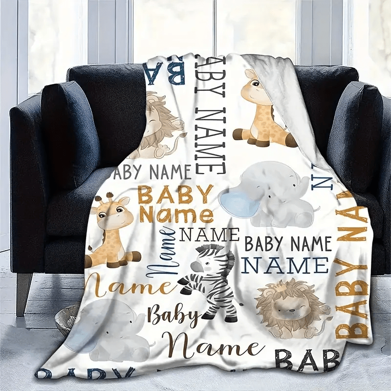TEMU 1pc Customized Name Print Fleece Blanket, And Warm Fleece Blanket, Suitable For Sofa, Bed, Travel, Camping, Living Room, Office - Machine