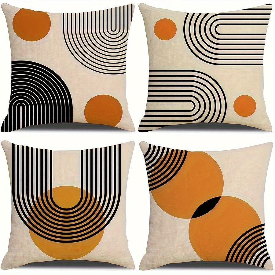 

Bohemian Mid-century Modern Arched Square Pillow Covers - Machine Washable, Zipper Closure, Suitable For Room Types