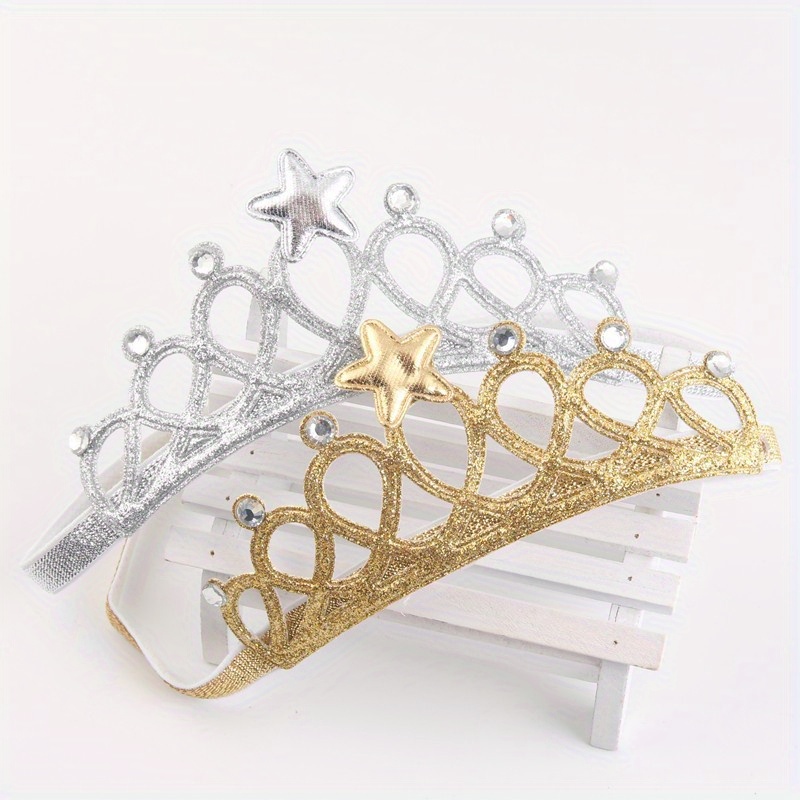 

1pc Style Crown Headband, Polyester Fiber Hair Accessory With Design, Hair Accessories For Girls