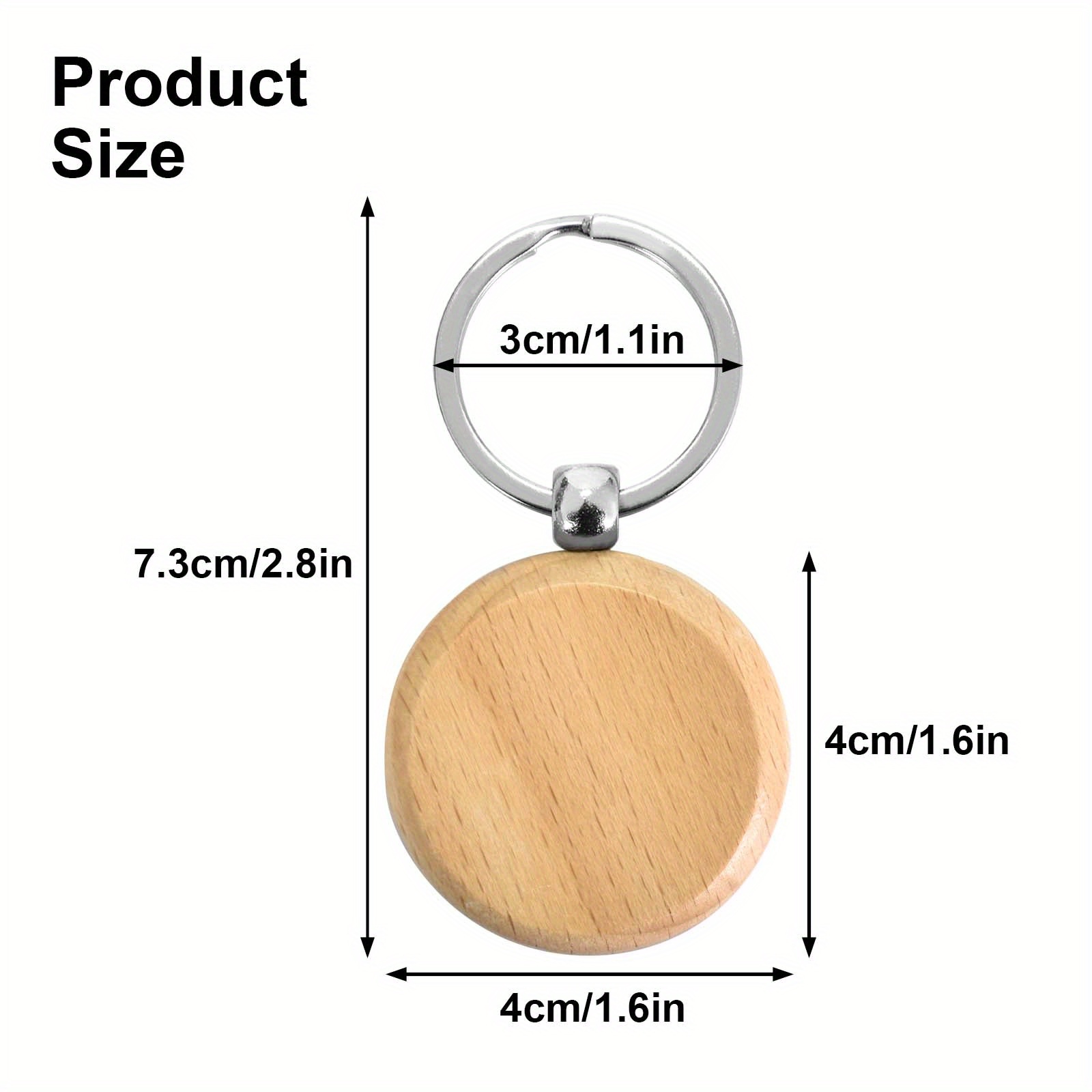 

12- Unfinished Wooden Keychain Blanks, Diy Key For Personalized Keychain, Pendant, And Handbag