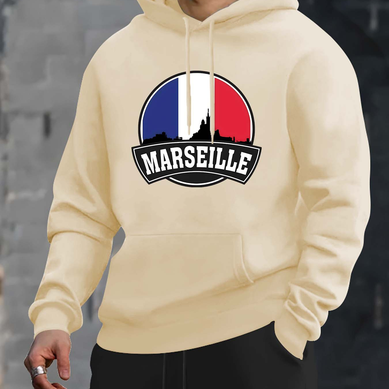 

Sweat à Capuche Décontracté pour Homme avec Imprimé Architectural - Pull en Confortable avec Poche , pour /Hiver