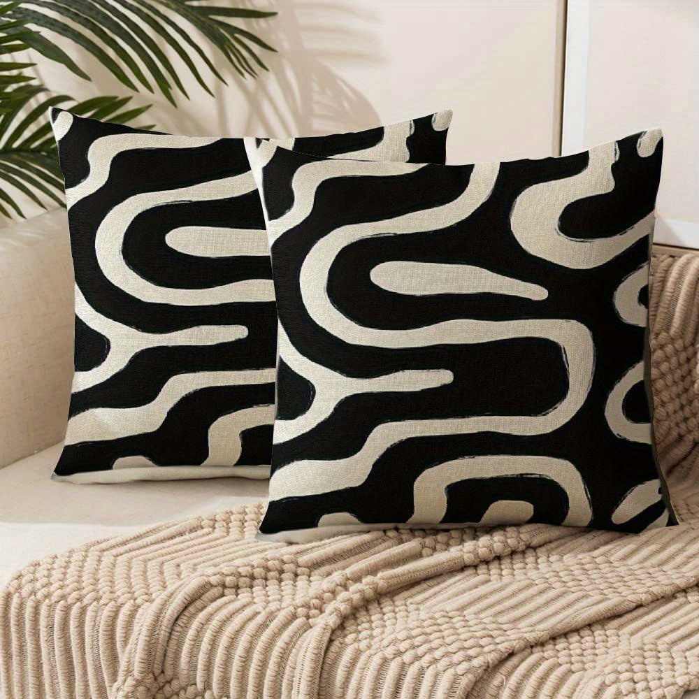 

Abstract Throw Pillow Covers - Traditional Style, Zip Closure, Machine Washable, Suitable For Living Room Decor