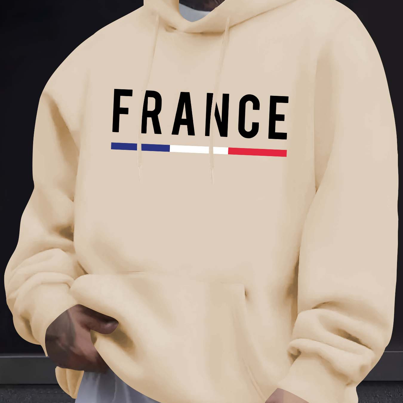 

France Débardeur Casual pour Hommes - en Polyester pour Automne/Hiver avec Poche , Sweat à Capuche Regular Fit avec Légère Élasticité - Hoodies de Mode de Rue