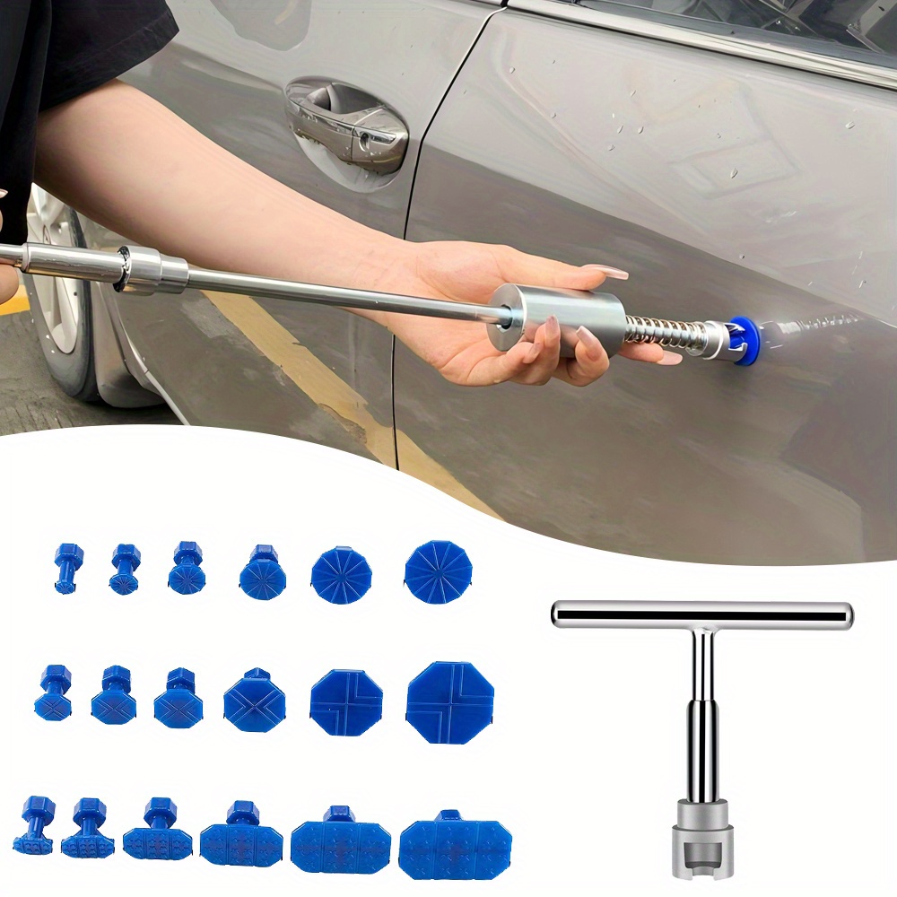 

Dent Repair Kit - T-shaped Suction Cup Puller For Body , Polished Iron Construction, Set