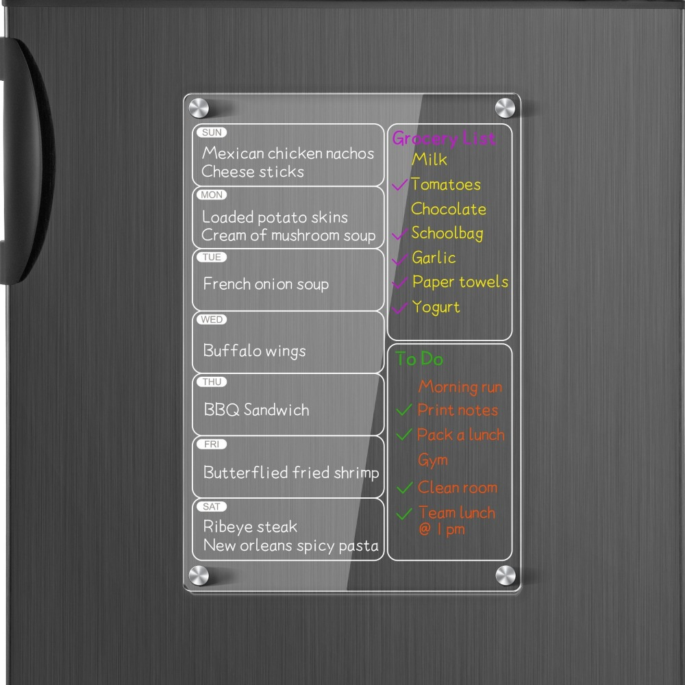 

Acrylic Magnetic Dry Erase Board For Kitchen - 12x8 Inch Weekly Meal Planner, Grocery List, Calendar Organizer, Clear Whiteboard For Refrigerator, Ideal For Holidays