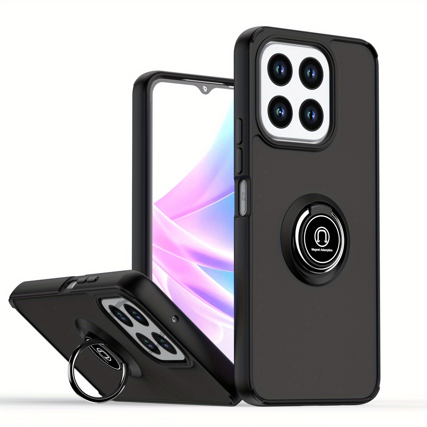 E-shop Passend für Honor X6B Handyhülle, Anti-Fall Matte Transparente Schutzhülle mit Magnetringhalterung, Geeignet für Honor X6B