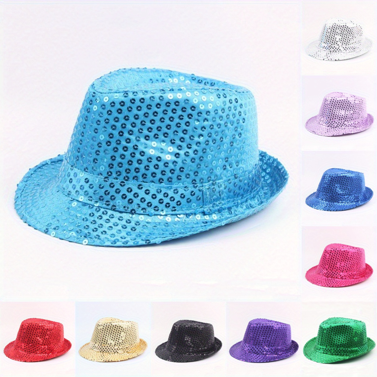 

Chic Sequin Hat For Women - Rolled Brim, Solid Color, Sun-protective & Non-stretch, Hip-hop Dance, Jazz Performances &