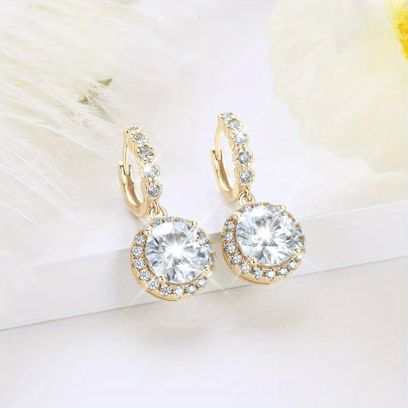 Image of 925 Silver 1-2 Carat Moissanite Fashion Drop Earrings, Classic Vintage Style, Suitable For Weddings, Vacations, Christmas, Halloween, Thanksgiving Parties, With Gift Box, . 2.3g
