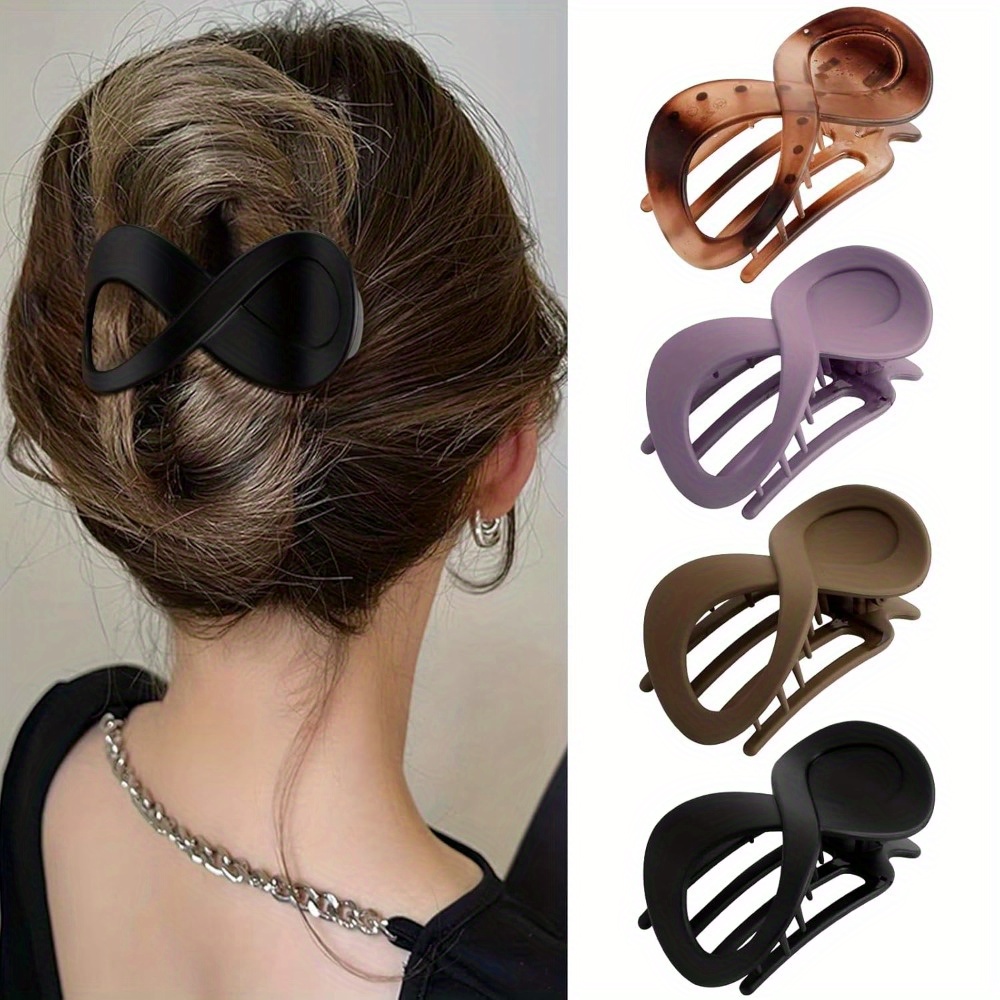 TEMU 4 Pcs Matte Acrylic Curved Hair Clips Coarse Hair Flat Crocodile Hair Clips Strong Hair Grabbing Banana Hair Clip Material Easy To Carry Suitable For Care