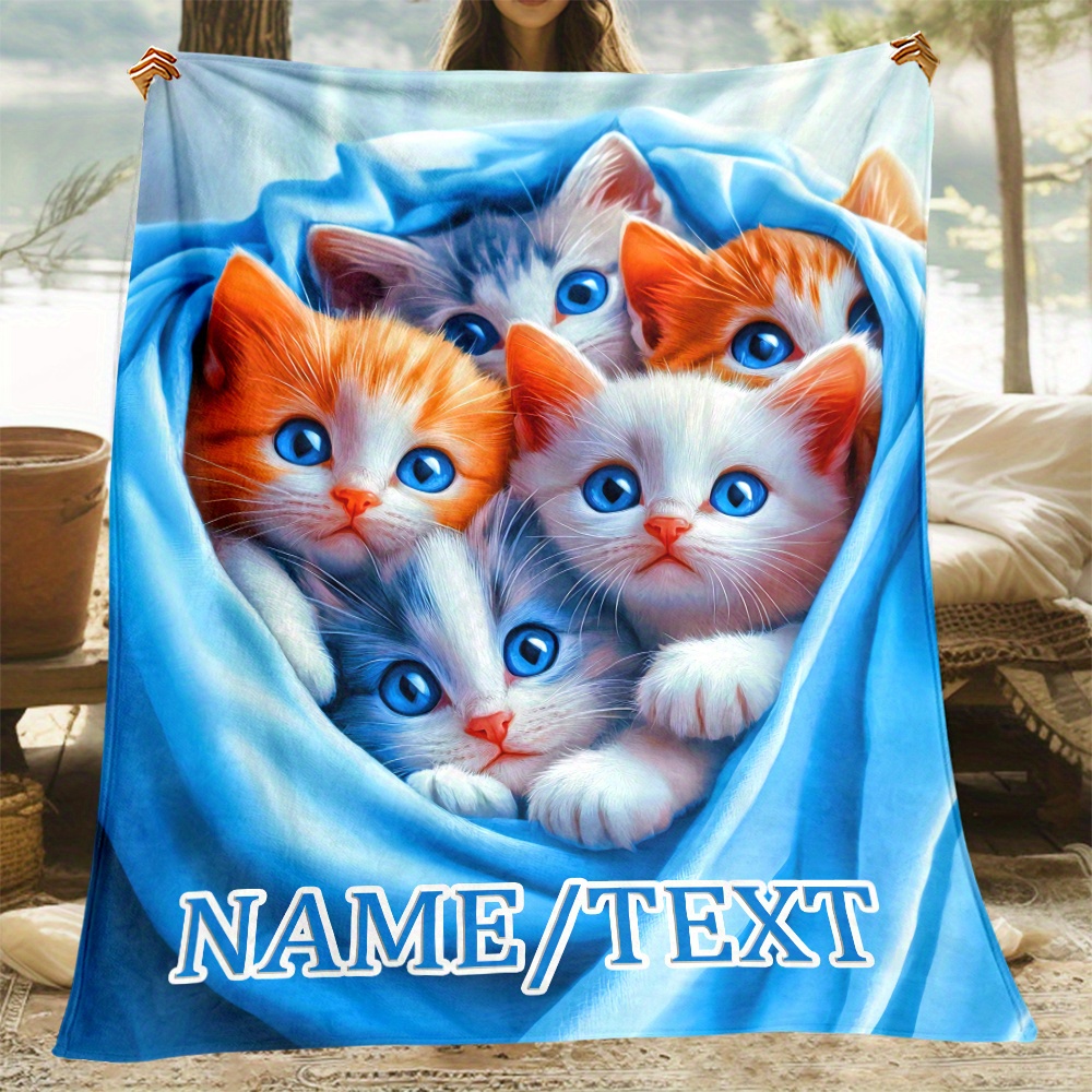 

1pc Personalized Flannel Throw Blanket - Custom Name , Soft Warm Fleece, No Electricity Needed, Featherless Polyester Material, Ideal For Sofa, Bed, Travel, Office - Unique Gift For