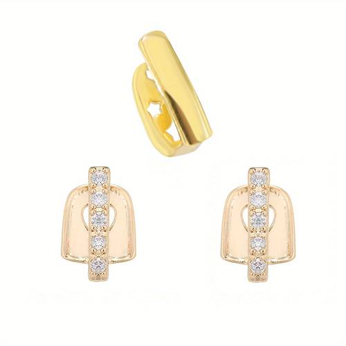 vertical copper mosaic synthetic zirconia tooth grille braces accessories unisex halloween costumes