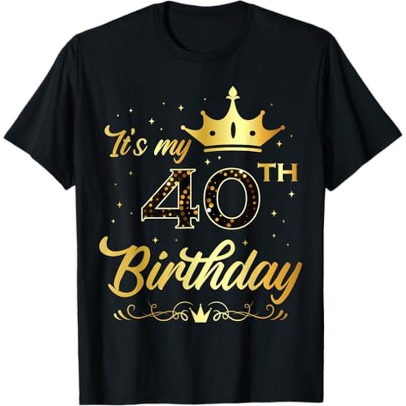 

My 40 Year Old Birthday Party 40th Matching T-shirt, 100% Cotton, Gift For Men Women Dad Mom Friends, S-xxxl, Black