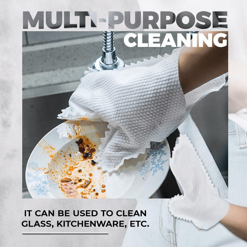 reusable polyester cleaning gloves with rhombus surface design for wet dry dust removal multipurpose household cleaning rags for   room car furniture windows details 4