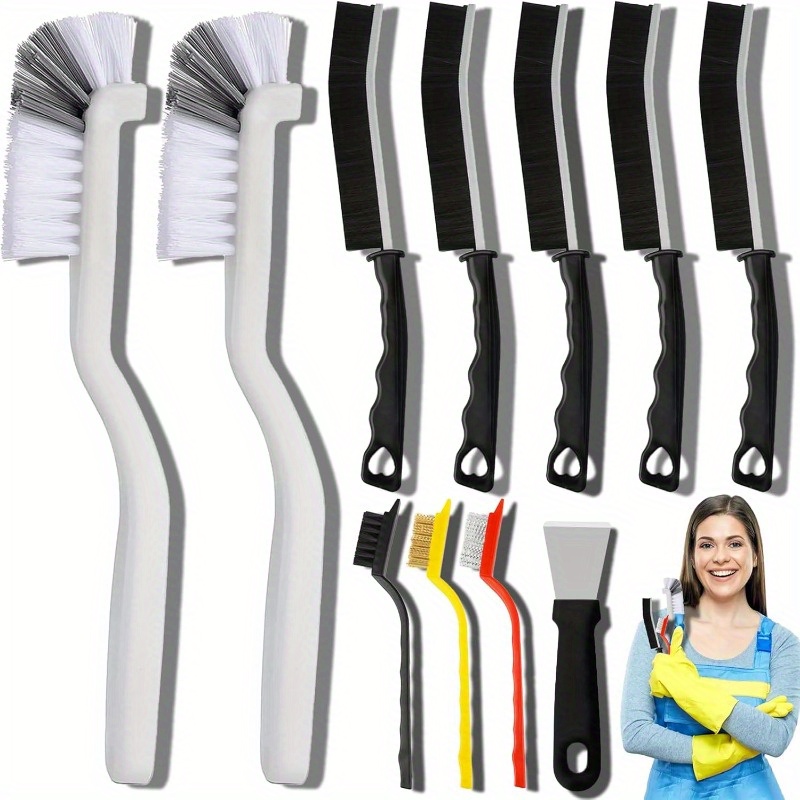 TEMU 11pcs Crevice Cleaning Brush Set, Hard Bristle Cleaning Supplies For Kitchen, Bathroom, Corner, Sink, Cup, Teapot, Bottle, Blender, Suitable For Halloween, Weddings, And To School