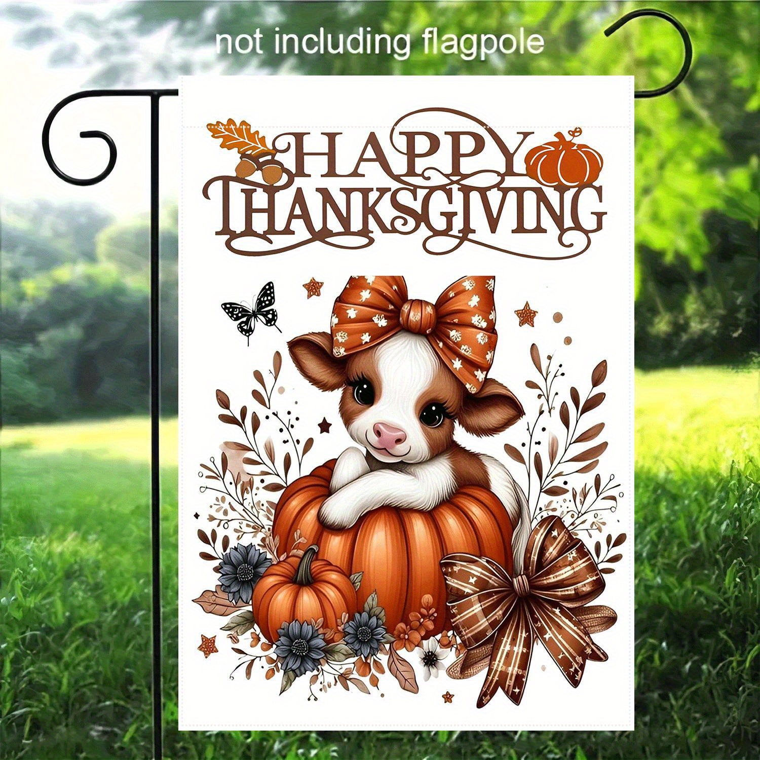 

Double-sided Thanksgiving Flag: 12x18 Inches, Waterproof Polyester, Suitable For Standard Flagpoles, No Electricity Required, Autumn Garden Decor