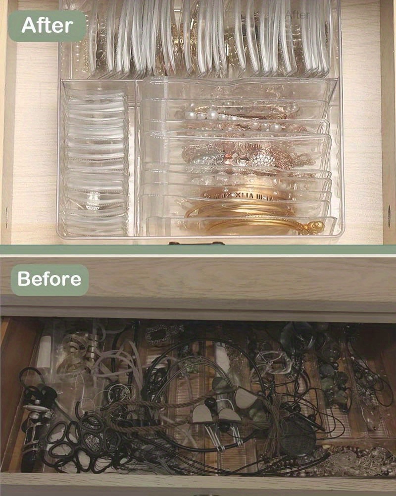 acrylic jewelry organizer box with 60 anti tarnish portable bags clear transparent storage case with compartments contemporary multipurpose floor mounted plastic box for earrings rings necklaces bracelets no electricity needed Product details 5