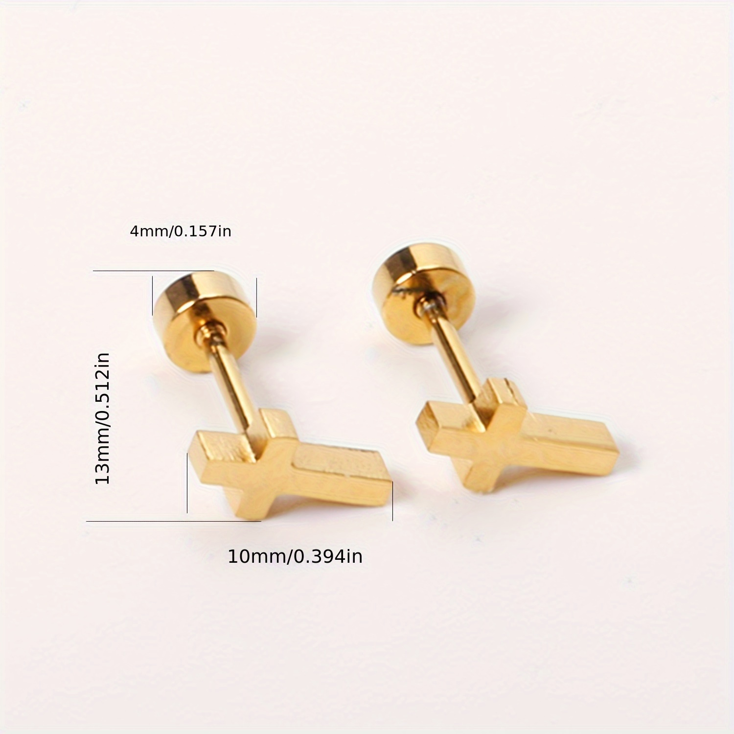 Minimalist Cross Earrings Stainless Steel Hypoallergenic Studs