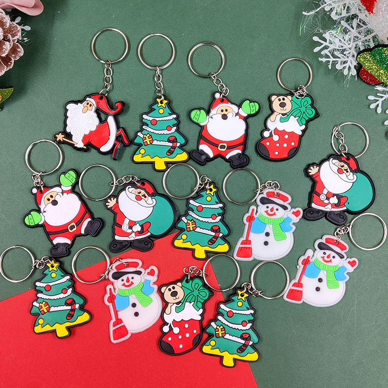 

10pcs Christmas Keychain Set - , Santa & - Pvc For , & -