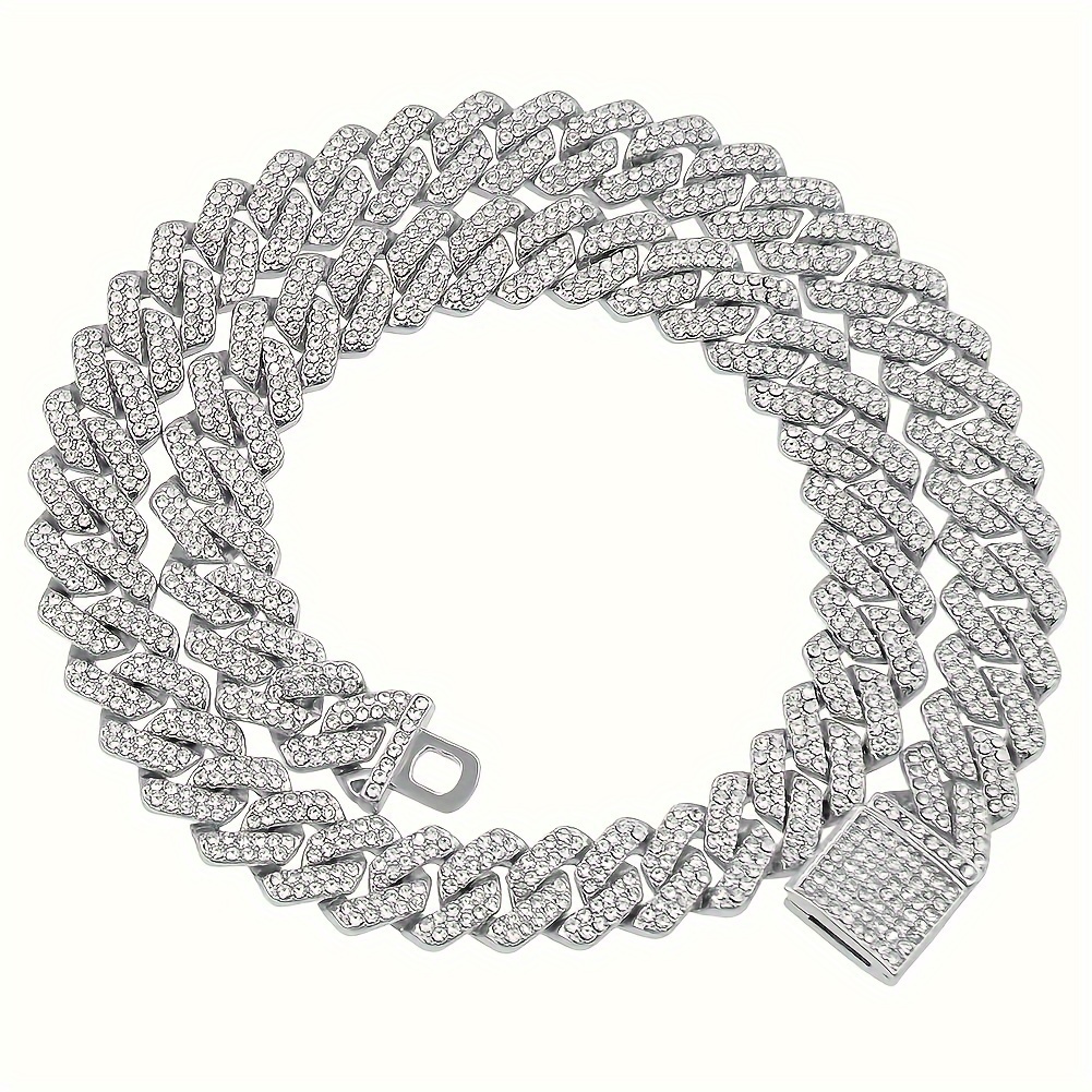 

15mm Stainless Steel Cuban Link Chain Necklace - , Hypoallergenic, Adjustable Size, Silvery Color, Golden Color, Hip Hop Rapper Style, Men, Wear, Link Choker Necklace