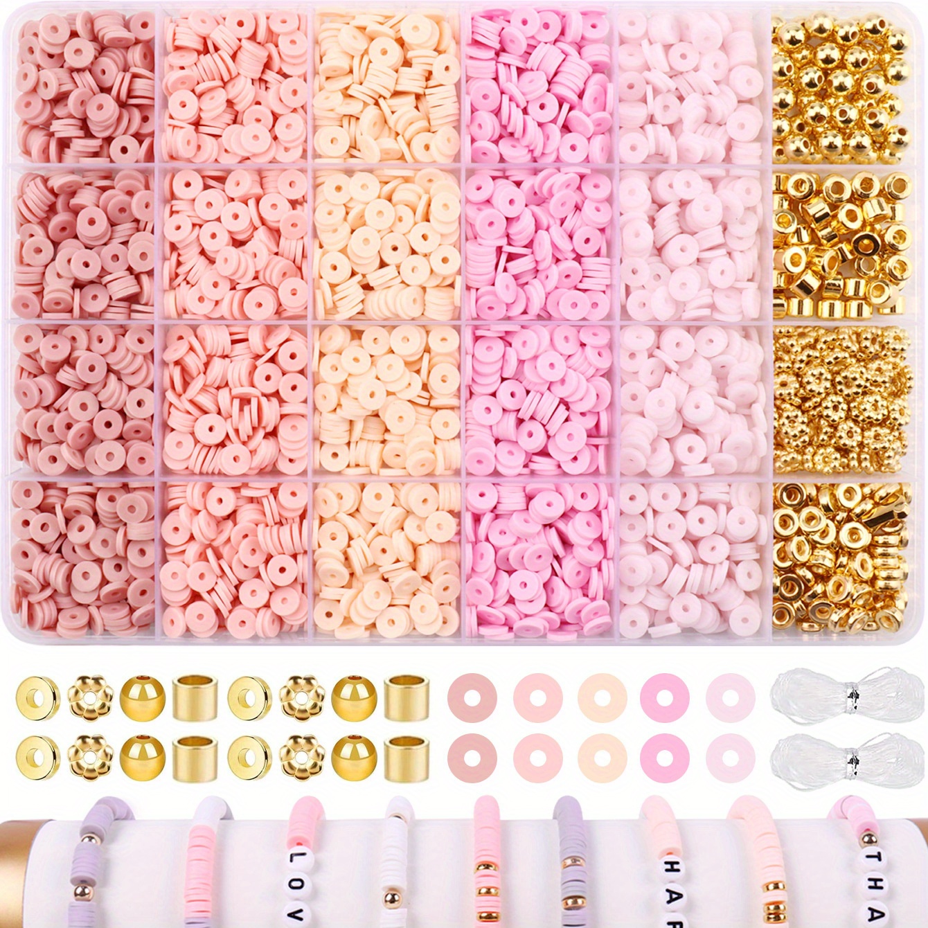 

2350pcs Polymer Clay Beads Set, Making Kit With Spacer Beads And Tools, Plastic Crafting Supplies For Bracelets, Necklaces, Beginner Friendly, Party Favor Gift, Soft Clay, String Beads