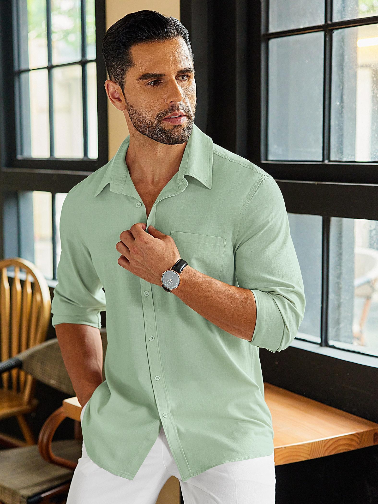 Mens Shirts Summer Long Sleeve Button Down Shirts CB-COLEBROOK