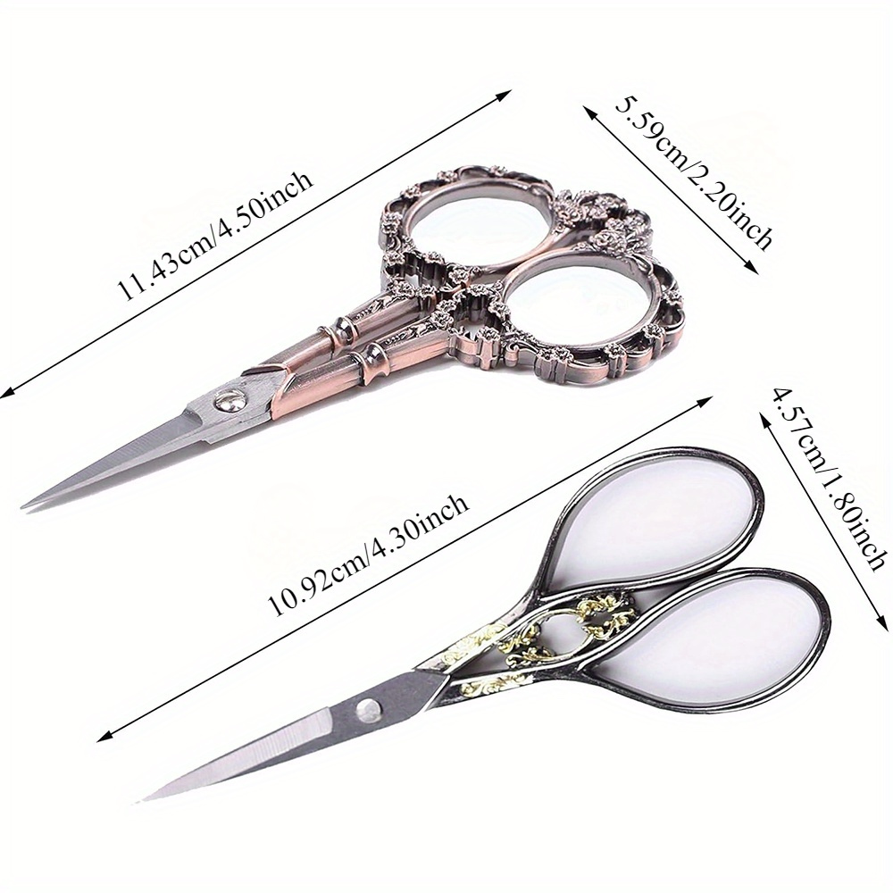 pack of 2 vintage scissors diy european embroidery vintage craft collection stainless steel sturdy and durable compact and portable for embroidery sewing
