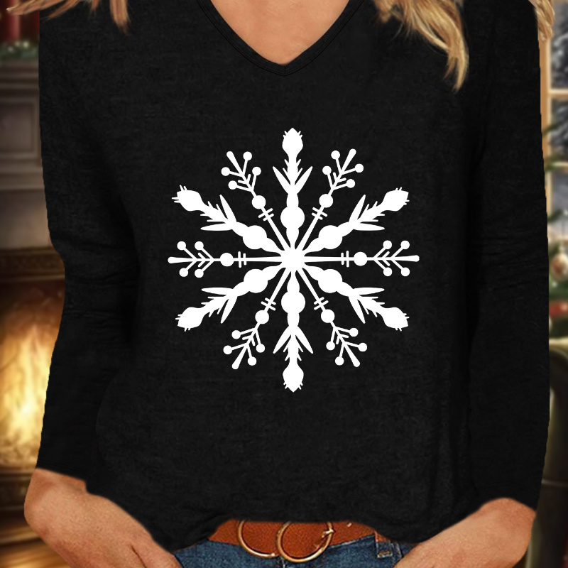 

Women's Christmas V- Sweatshirt - Long Sleeve, Stretchy Polyester , - For Fall &