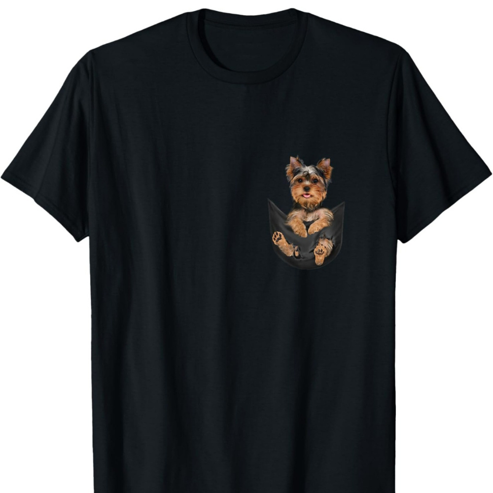 

men's Yorkshire Terrier Pocket T-shirt - Funny Gift For Dog Lovers Cotton Tee