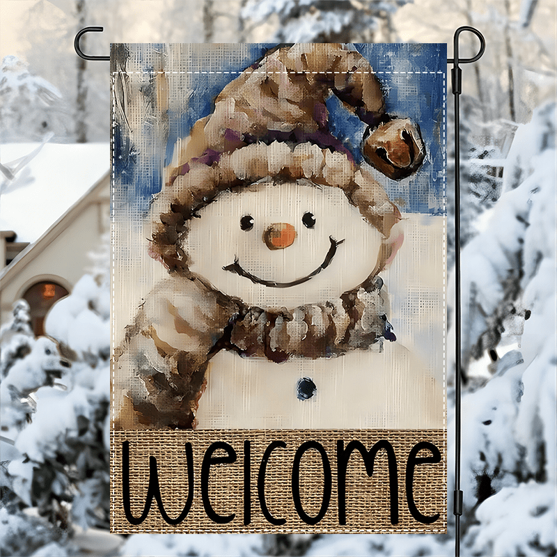 

Snowman Flag - Double-sided, Polyester, Multipurpose Outdoor & Yard Decoration, No Electricity Needed, Fade-resistant Burlap 12x18 Inch - 1pc